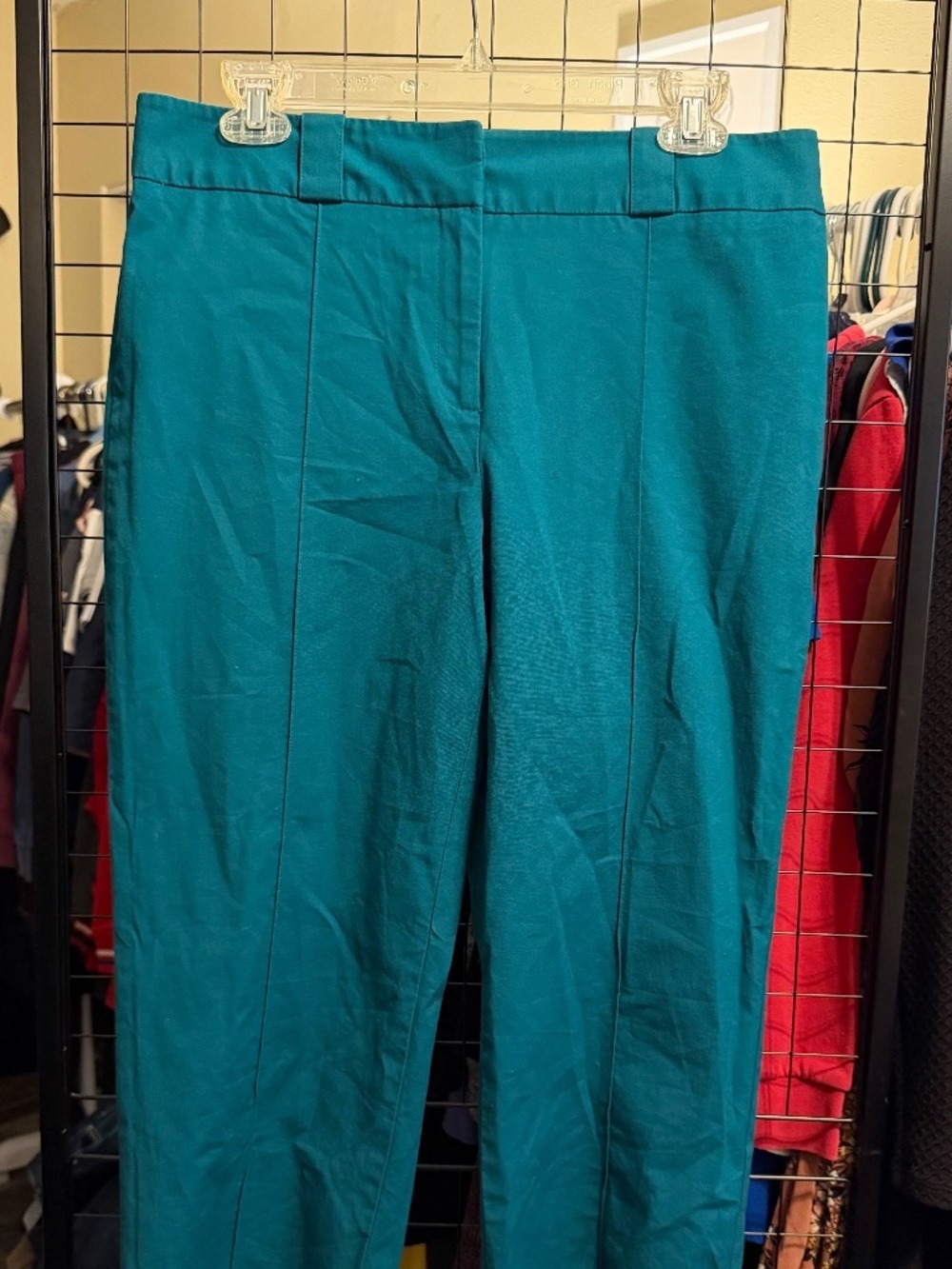 Ann Taylor Margo Pants Size 8 Teal Cropped Ankle Career Office Stretch Trouser